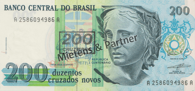 Brasilien (Bundesrepublik) 200 Cruzeiros on 200 Cruzados Novos (28411)
