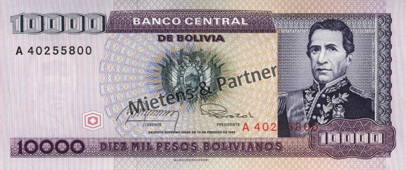 Bolivien (Republik) 10.000 Pesos Bolivianos (34884)