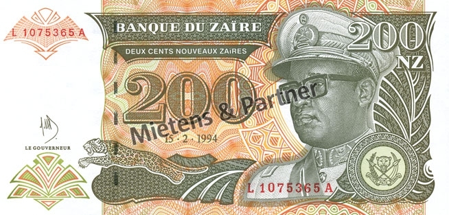 Zaire - Kongo (Republik) 200 New Zaires (03473)
