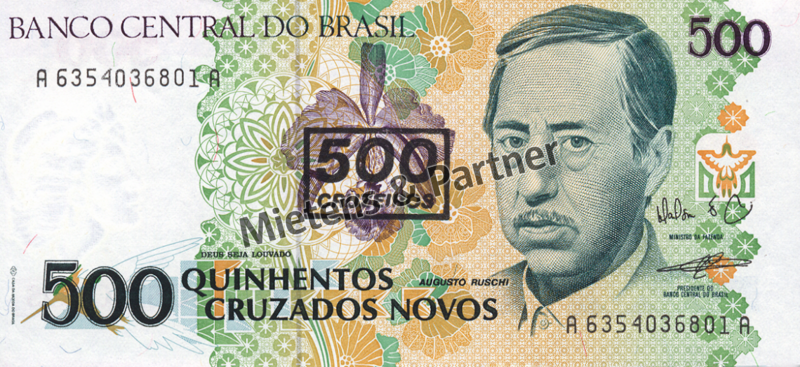 Brasilien (Bundesrepublik) 500 Cruzeiros on 500 Cruzados Novos (04715)