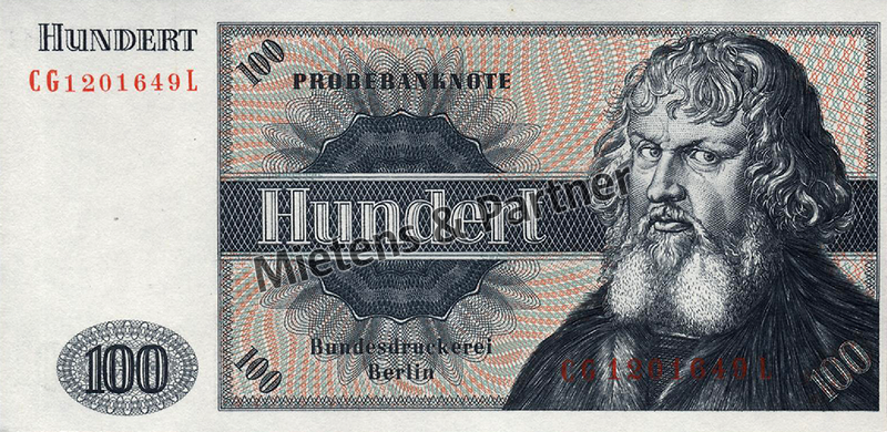 Deutschland (Bundesrepublik) 100 Mark Probebanknote (57497)