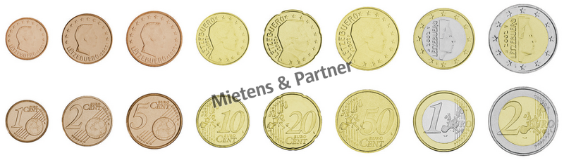 Luxembourg (Parliamentary Monarchy) 1, 2, 5, 10, 20, 50 Euro Cent, 1, 2 Euro (06005)