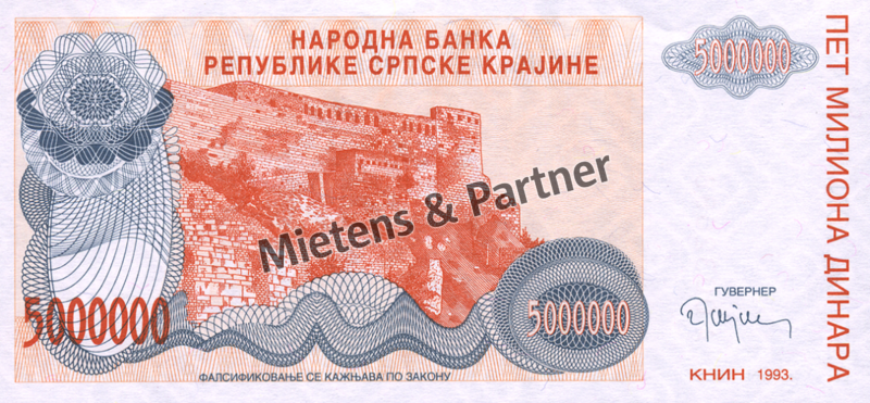 Croatia (Republic of Serbian Krajina) (Republic) 5 Million Dinara (03140)