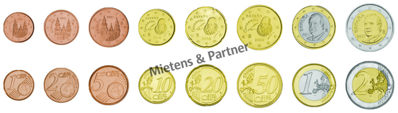 Spain (Parliamentary Monarchy) 1, 2, 5, 10, 20, 50 Euro Cent, 1, 2 Euro (07569)