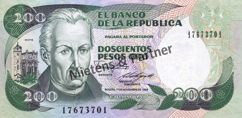 Colombia (Republic) 200 Pesos Oro (04542)