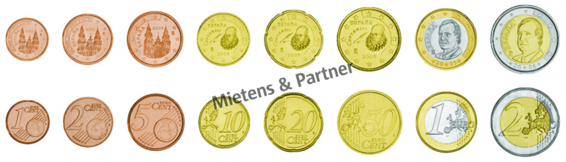 Spain (Parliamentary Monarchy) 1, 2, 5, 10, 20, 50 Euro Cent, 1, 2 Euro (07495)