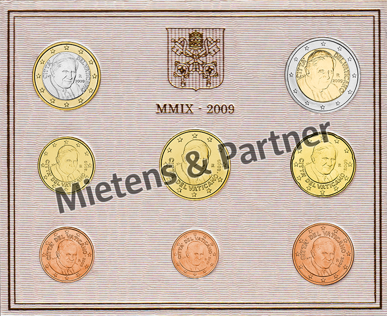 Vatican City State (Absolute Elective Monarchy) 1, 2, 5, 10, 20, 50 Euro Cent, 1, 2 Euro (53859)