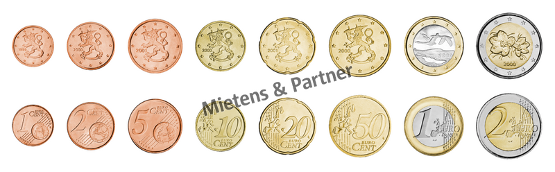 Finland (Parliamentary Republic) 1, 2, 5, 10, 20, 50 Euro Cent, 1, 2 Euro (08000)
