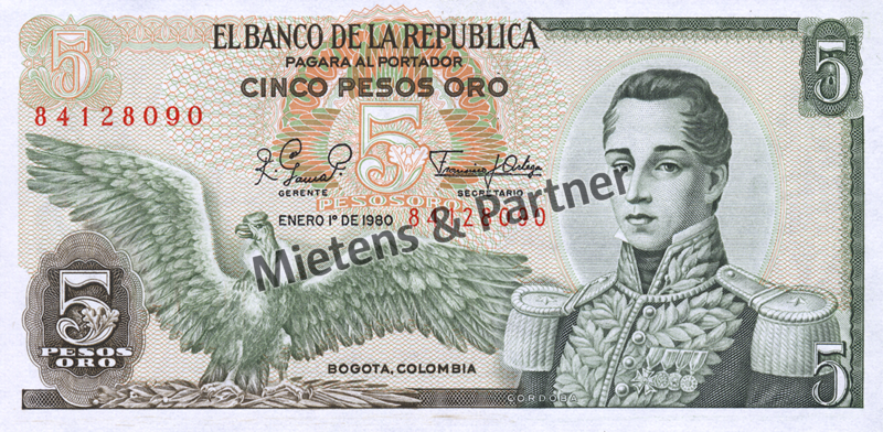 Colombia (Republic) 5 Pesos Oro (04538)