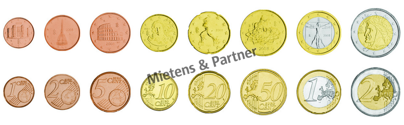 Italy (Parliamentary Republic) 1, 2, 5, 10, 20, 50 Euro Cent, 1, 2 Euro (06890)