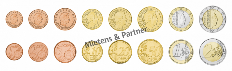 Luxembourg (Parliamentary Monarchy) 1, 2, 5, 10, 20, 50 Euro Cent, 1, 2 Euro (60441)