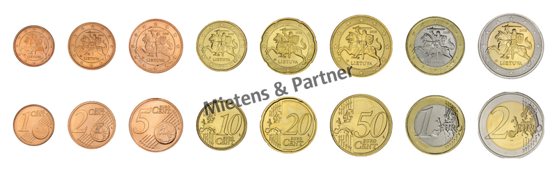 Lithuania (Parliamentary Republic) 1, 2, 5, 10, 20, 50 Euro Cent, 1, 2 Euro (38376)