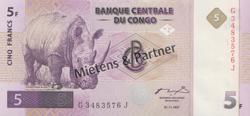 Congo (Democratic Republic) 5 Francs (38479)