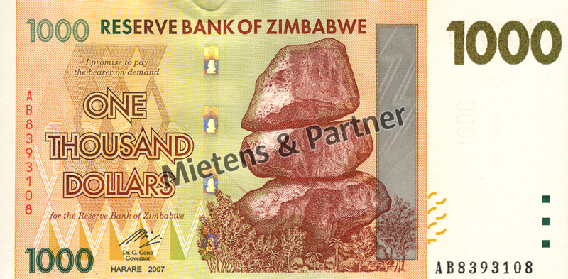 Zimbabwe (Republic) 1.000 Dollars (03844)