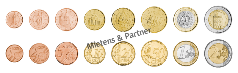 San Marino (Republic) 1, 2, 5, 10, 20, 50 Euro Cent, 1, 2 Euro (08772)