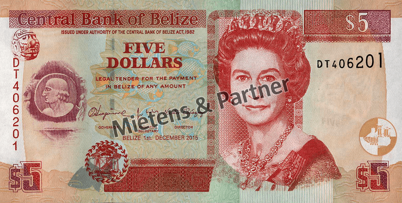 Belize (Parliamentary Monarchy) 5 Dollars (47050)