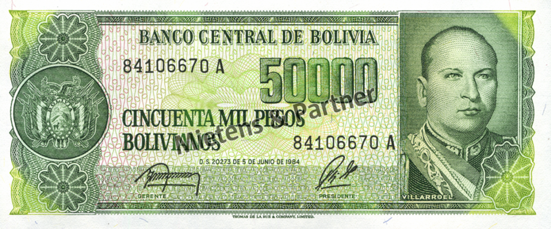Bolivia (Republic) 50.000 Pesos Bolivianos (29819)