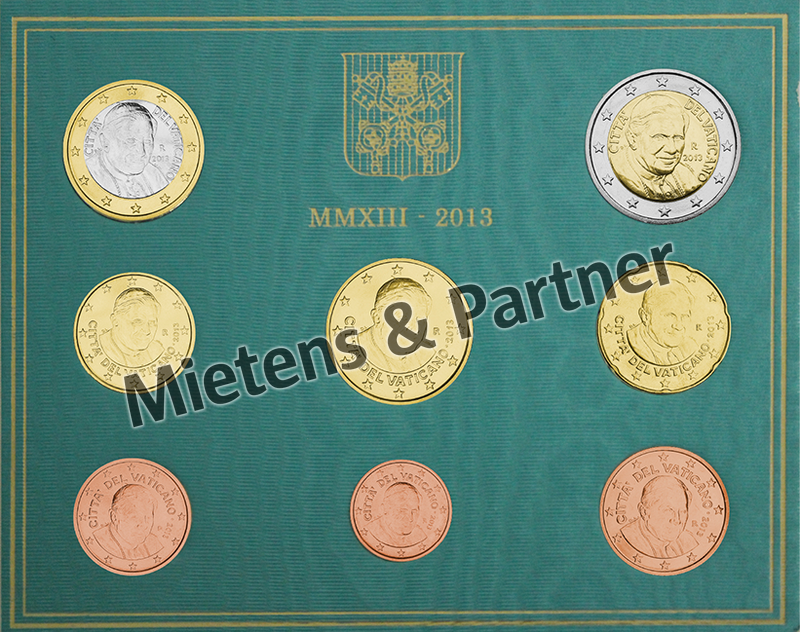 Vatican City State (Absolute Elective Monarchy) 1, 2, 5, 10, 20, 50 Euro Cent, 1, 2 Euro (33384)