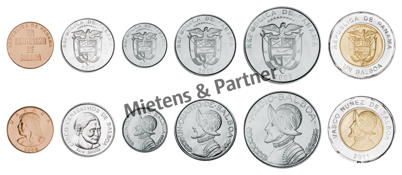 Panama (Republic) 1, 5 Centesimos, 1/10, 1/4, 1/2, 1 Balboa (23428)
