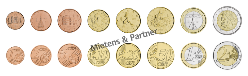 Italy (Parliamentary Republic) 1, 2, 5, 10, 20, 50 Euro Cent, 1, 2 Euro (24977)