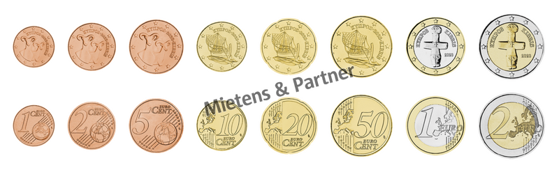 Cyprus (Republic) 1, 2, 5, 10, 20, 50 Euro Cent, 1, 2 Euro (69027)