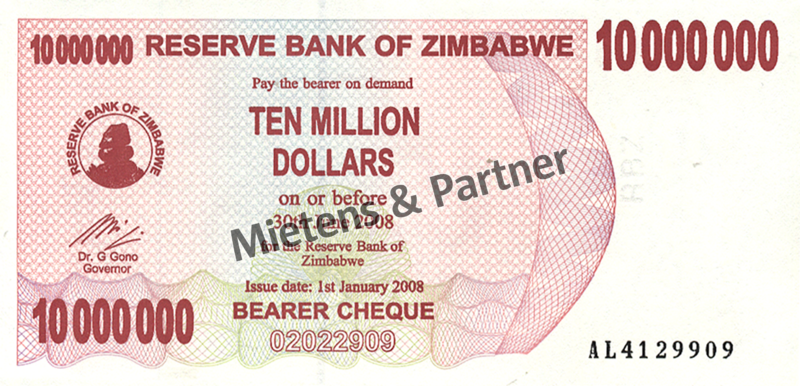 Zimbabwe (Republic) 10 Million Dollars (03807)