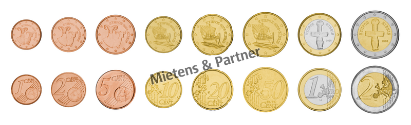 Cyprus (Republic) 1, 2, 5, 10, 20, 50 Euro Cent, 1, 2 Euro (11856)