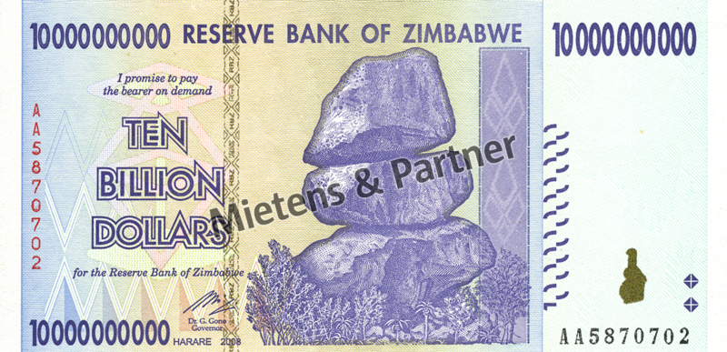 Zimbabwe (Republic) 10 Billion Dollars (03846)