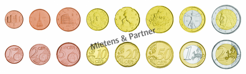 Italy (Parliamentary Republic) 1, 2, 5, 10, 20, 50 Euro Cent, 1, 2 Euro (06905)