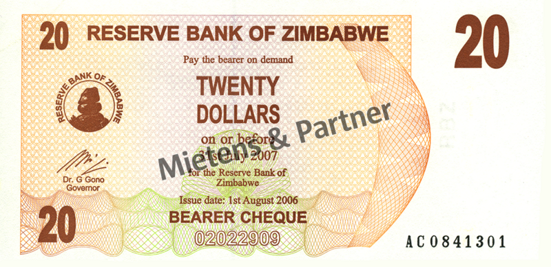 Zimbabwe (Republic) 20 Dollars (03871)