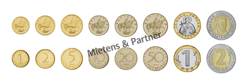 Bulgaria (Republic) 1, 2, 5, 10, 20, 50 Stotinki, 1, 2 Leva (43400)