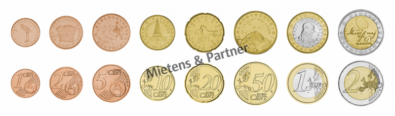 Slovenia (Parliamentary Republic) 1, 2, 5, 10, 20, 50 Euro Cent, 1, 2 Euro (62395)