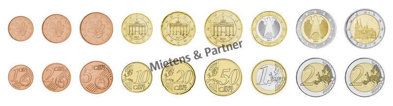 Germany (Federal Republic) 1, 2, 5, 10, 20, 50 Euro Cent, 1, 2, 2 Euro (61655)