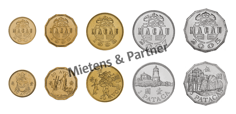 Macau (Special Administrative Region) 10, 20, 50 Avos, 1, 5 Patacas (51827)