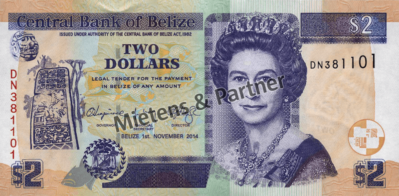 Belize (Parliamentary Monarchy) 2 Dollars (47046)