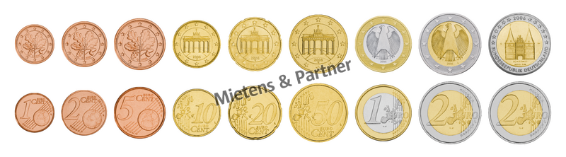 Germany (Federal Republic) 1, 2, 5, 10, 20, 50 Euro Cent, 1, 2, 2 Euro (33874)