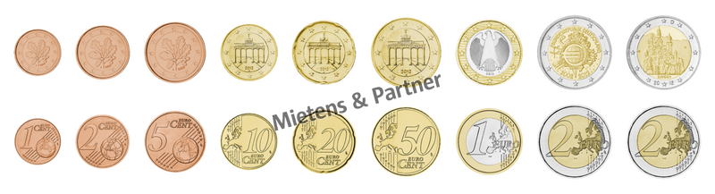 Germany (Federal Republic) 1, 2, 5, 10, 20, 50 Euro Cent, 1, 2, 2 Euro (66597)