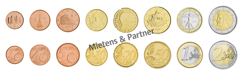 Italy (Parliamentary Republic) 1, 2, 5, 10, 20, 50 Euro Cent, 1, 2 Euro (06854)