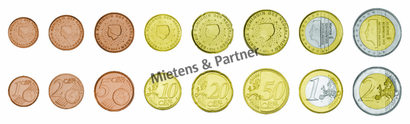 Netherlands (Constitutional Monarchy) 1, 2, 5, 10, 20, 50 Euro Cent, 1, 2 Euro (31731)
