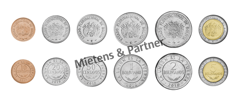 Bolivia (Republic) 10, 20, 50 Centavos, 1, 2, 5 Bolivianos (25622)