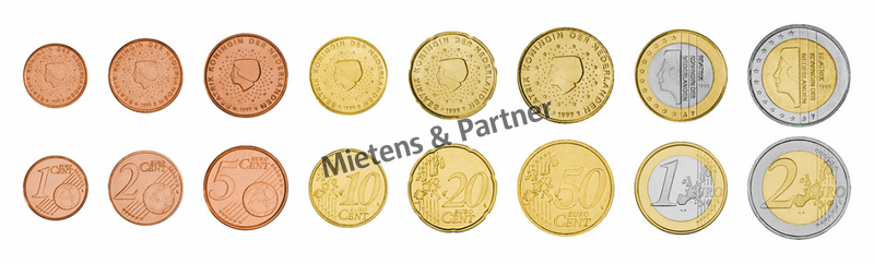Netherlands (Constitutional Monarchy) 1, 2, 5, 10, 20, 50 Euro Cent, 1, 2 Euro (06353)