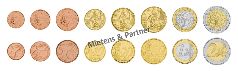 France (Fifth Republic) 1, 2, 5, 10, 20, 50 Euro Cent, 1, 2 Euro (05859)