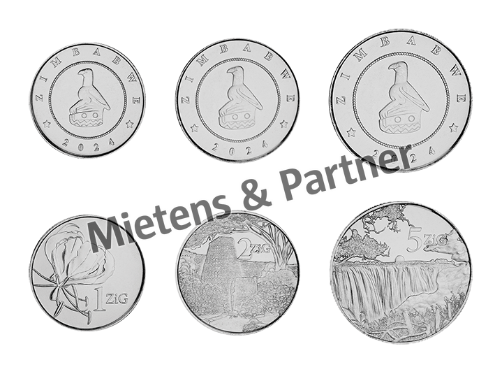 Zimbabwe (Republic) 1, 2, 5 ZiG (70986)