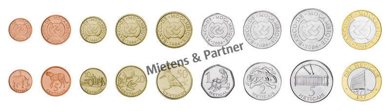 Mozambique (Republic) 1, 5, 10, 20, 50 Centavos, 1, 2, 5, 10 Meticais (10325)