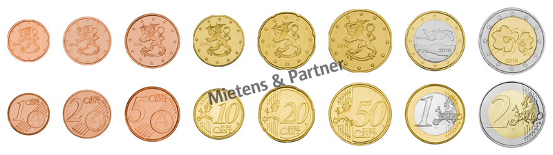 Finland (Parliamentary Republic) 1, 2, 5, 10, 20, 50 Euro Cent, 1, 2 Euro (07893)